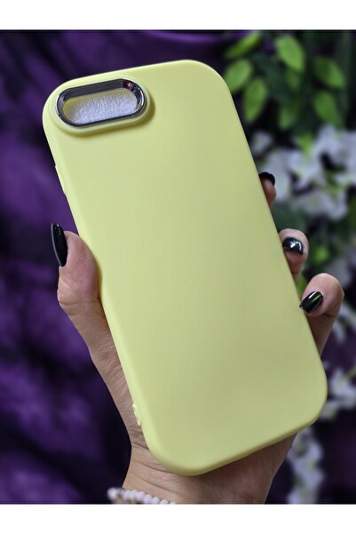 Magic Ring Iphone 7 Plus / 8 Plus Uyumlu Metal Kamera Çerçeveli Mat Sarı Silikon Kılıf