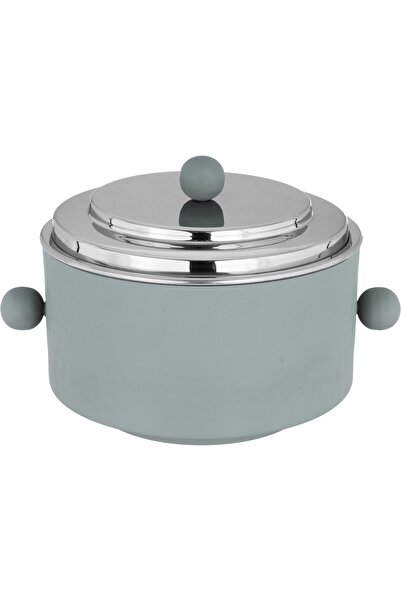 Generic Al Seif Gallery Round Steel Food Container, 2 Liters - Grey