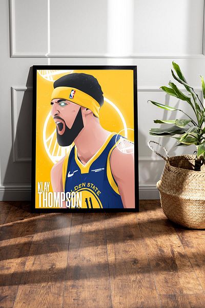 Saturn Klay Thompson Framed Painting - Basketball Nba Poster Painting