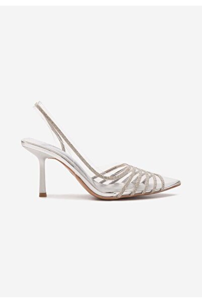 B T Shoes Ella silver thin heel shoes