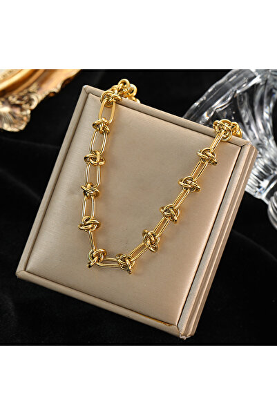 Choice N040 EILIECK 316L الفولاذ المقاوم للصدأ لون الذهب قلادة سميكة للنساء أ...