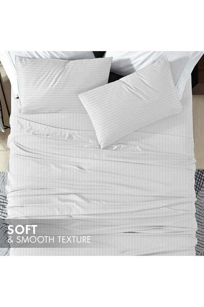 Comfy طقم ملاءات سرير من القطن 300 خيط، مقاس كينج، 3 قطع، أبيض