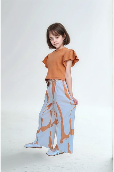 Asortix Girls' Double Set - 100% Cotton Knitted Combed Fabric, Digital Printed Bottom Top Set