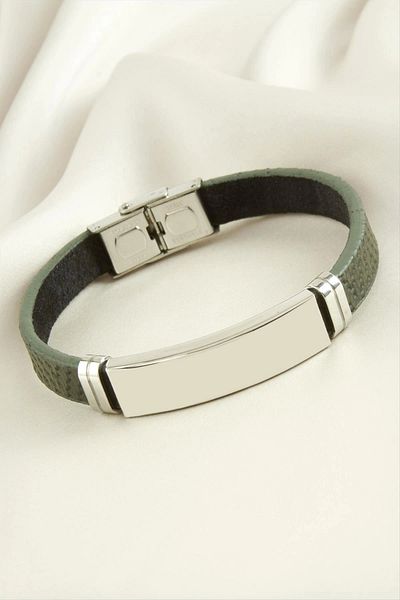 Modafiks Name Writable Leather Steel Bracelet