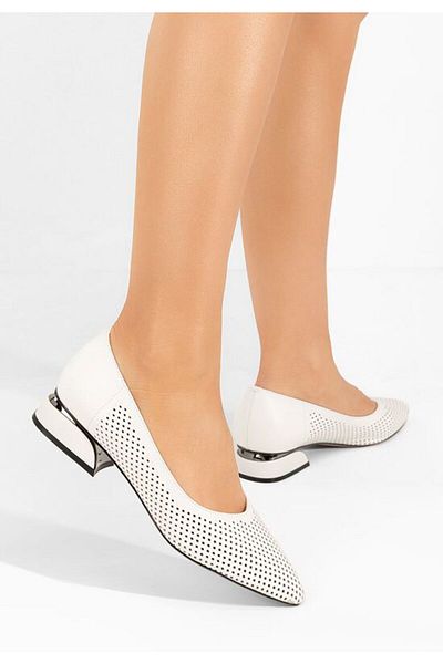 B T Shoes Pantofi cu toc mic Donya albi