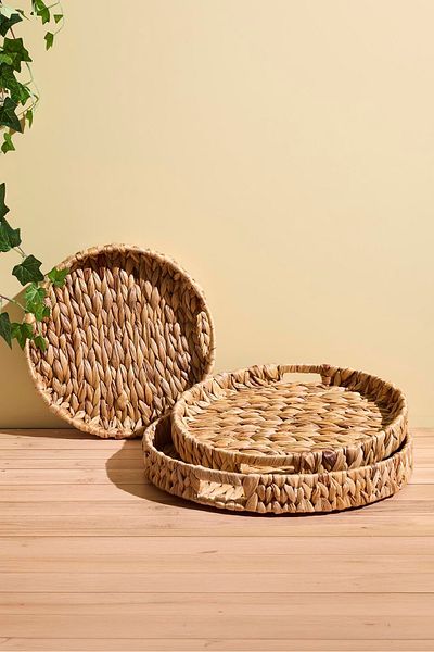 Perotti Cliento Set of 3 Round Wicker Trays
