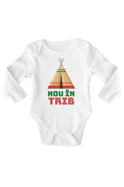 OEM Body bebe, Nou in trib, 6 -12 luni, maneca lunga, bonisa creativ, alb, 100% bumbac