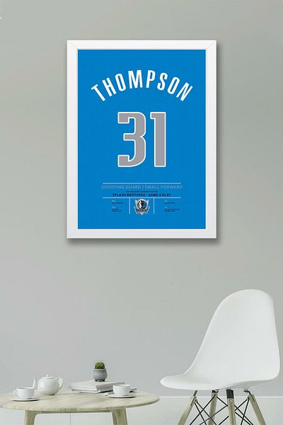 Saturn Klay Thompson Jersey Framed Painting - Nba Dallas Mavericks Jersey