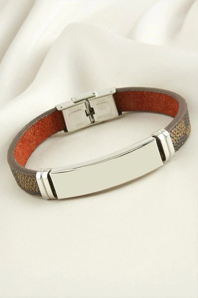 Modafiks Name Writable Leather Steel Bracelet