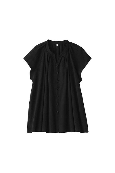 Muji بلوزة بأكمام فرنسية وحجاب ملتوي عالي