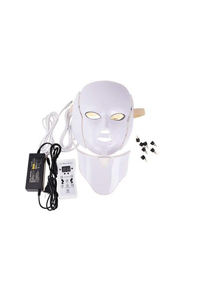 NEO Masca faciala LED, Toate tipurile de piele, 7 culori diferite, 198 LED-uri, ABS, Alb
