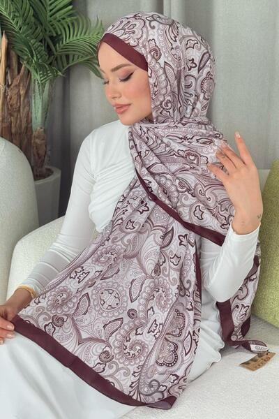 Hazamoda شال رقمي ناعم بنمط البرقوق