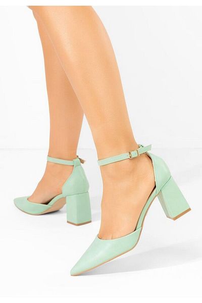 B T Shoes Green Nedelia chunky heel shoes