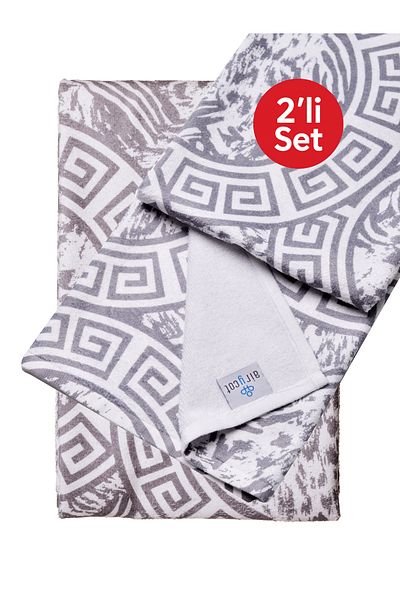 AİRYCOT Beach Towel Tiger Gray Men Set of 2