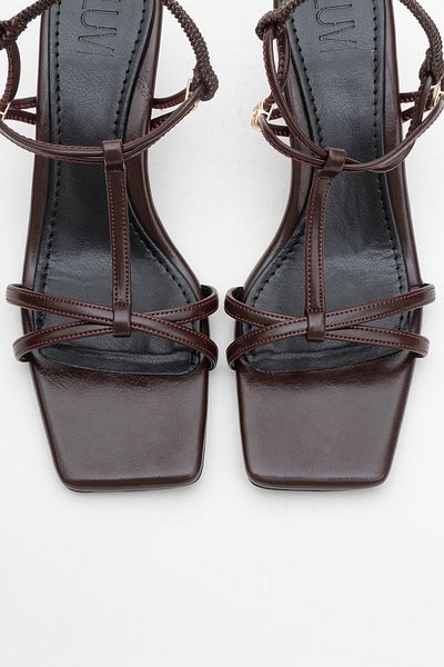 LuviShoes Gibson Burgundy Square Toe Women's Heeled Sandals