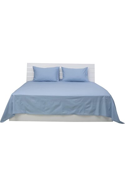 Comfy 3Pcs King Size Flat Cotton Bedsheet set - Sky Blue