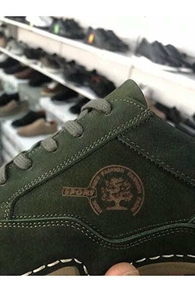 Brs Green Genuine Leather Orthopedic Men's Shoes