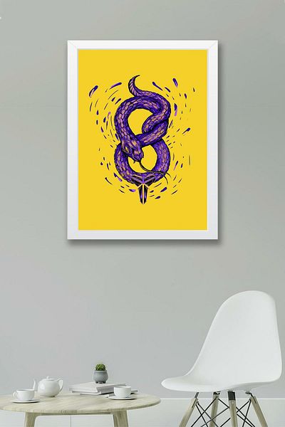 Saturn Kobe Bryant 8 Balck Mamba Pictură înrămate - Pictură poster NBA de baschet