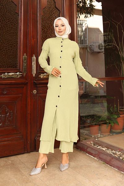 MİSSKAYLE Λεπτομερής μακρύ κοστούμι με πέτο Mint Green