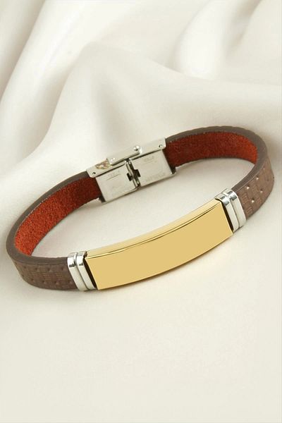 Modafiks Name Writable Leather Steel Bracelet