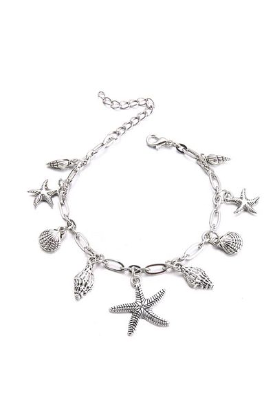 REDz Accessories Ankle Bracelet with Starfish and Shells, Minimalist Summer Style, Elegant Design