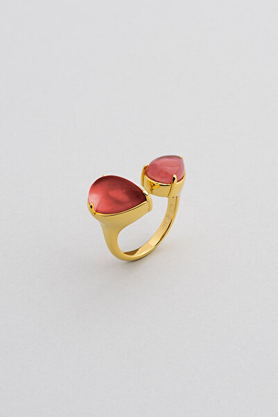 So CHIC... Tropikal Renkler 18 Ayar Sarı Altın Kaplama Gümüş Tasarım Yüzük