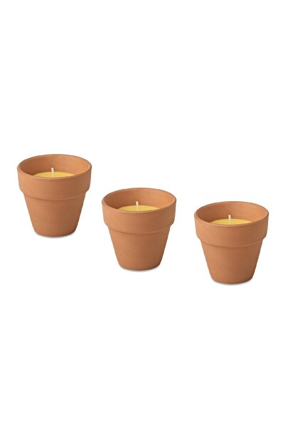 Gardlov Set of 3 citronella essential oil anti-mosquito candles in clay/metal...