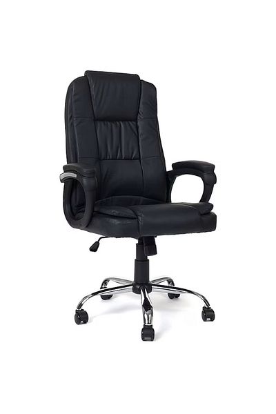 Quasar & Co. Office Chair Model Kappa, ergonomic, adjustable height, rocking system, ecological leather, black