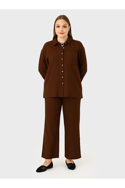 ALİA Σετ Plus Size - Καφέ - Alia