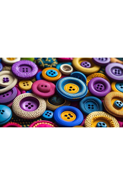 Rugs Modern Halı Kuzey Koleksiyonu Çok Renkli Düğmeler Desenli Dokuma Taban M...