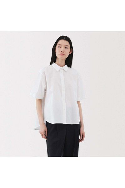 Muji قميص كول تاتش بأكمام قصيرة وياقة عادية