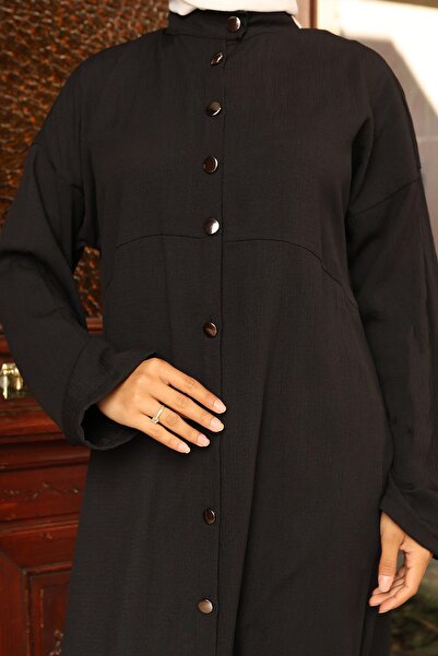 MİSSKAYLE Collar Detailed Long Suit Black