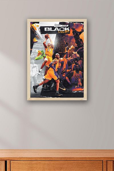 Saturn Pictură înrămată Kobe Bryant Black Mamba - Pictură poster NBA de baschet