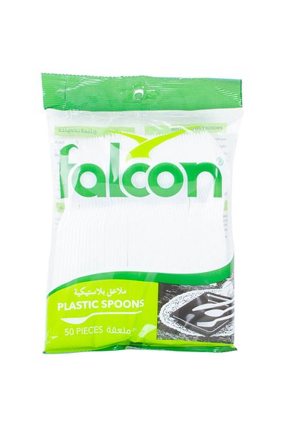 Falcon Plastic Table Spoons 50pcs – 6.5 Inch Durable Disposable Cutlery Set