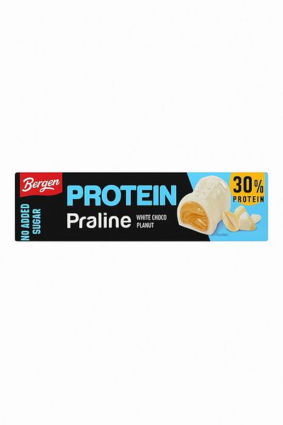 BERGEN Protein praline with hazelnuts and white chocolate, no added sugar – 50 g Bergen