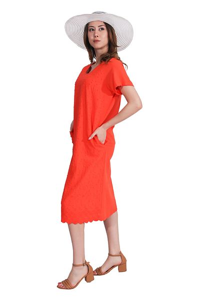 Duss Orange Lettering Cotton Dress