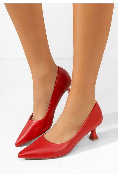 B T Shoes Omarosa red thin heel shoes