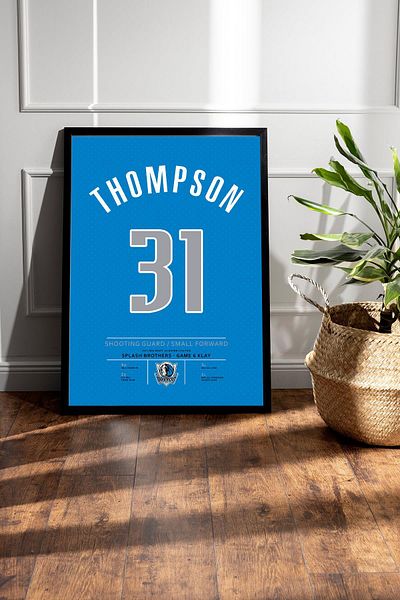 Saturn Klay Thompson Jersey Framed Painting - Nba Dallas Mavericks Jersey