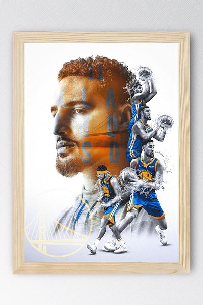 Saturn Klay Thompson Framed Painting - Basketball Nba Poster Painting