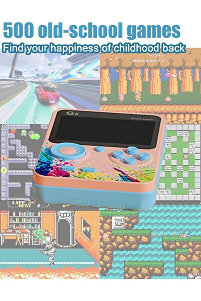 G5 صندوق ألعاب بشاشة عرض رقمية عالية الدقة مقاس 3 بوصات مع أكثر من 500 لعبة كلاسيكية