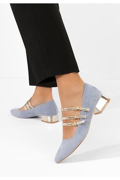 B T Shoes Pantofi cu toc gros Bakea albastri