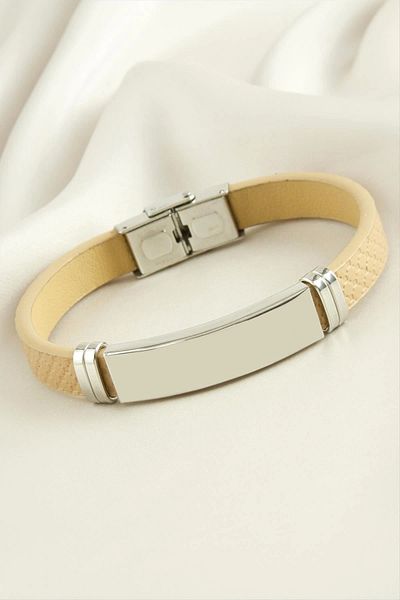 Modafiks Name Writable Leather Steel Bracelet