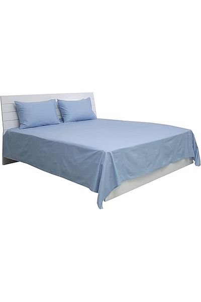 Comfy 3Pcs King Size Flat Cotton Bedsheet set - Sky Blue