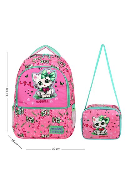Royal Glow New Season Cute Cat Keychain Gift Primary School Bag Lunch Box Set with Pen Holder