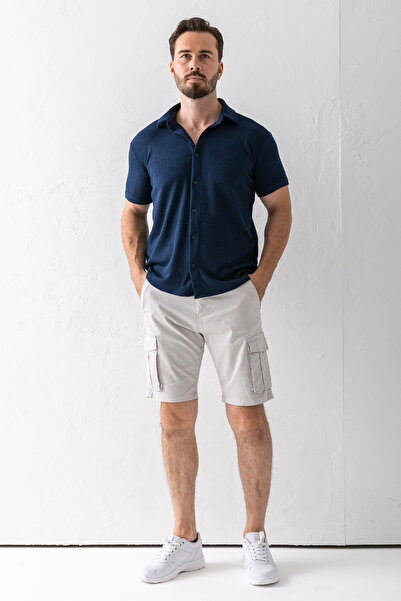 JB John Borners Ανδρικό βαμβακερό σορτς με κουμπιά και τσέπη Cargo Stone - 2855