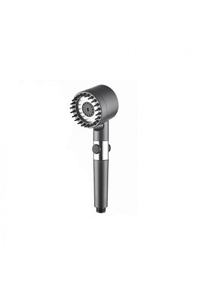 OEM Shower head with silicone massage brush and 3 pressure modes, metallic gray