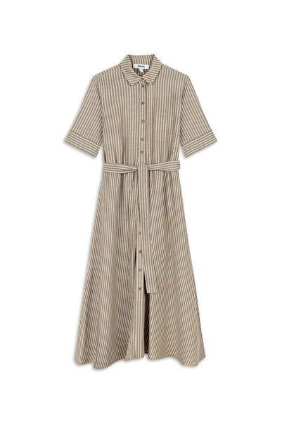 İpekyol Çizgi desen gömlek elbise