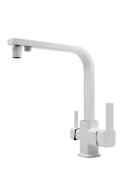 Class Armatür Aritmali White Square Sink Faucet