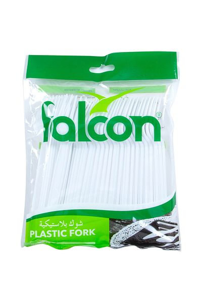 Falcon Plastic Forks 50pcs – 6.5-Inch Disposable White Cutlery for Parties & Events
