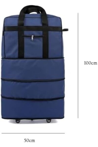 Yuwell YU WELL Expandable Rolling Duffle Bag Wheeled Luggage Foldable Suitcase (Duffle Bag/Wheels, Blue, La